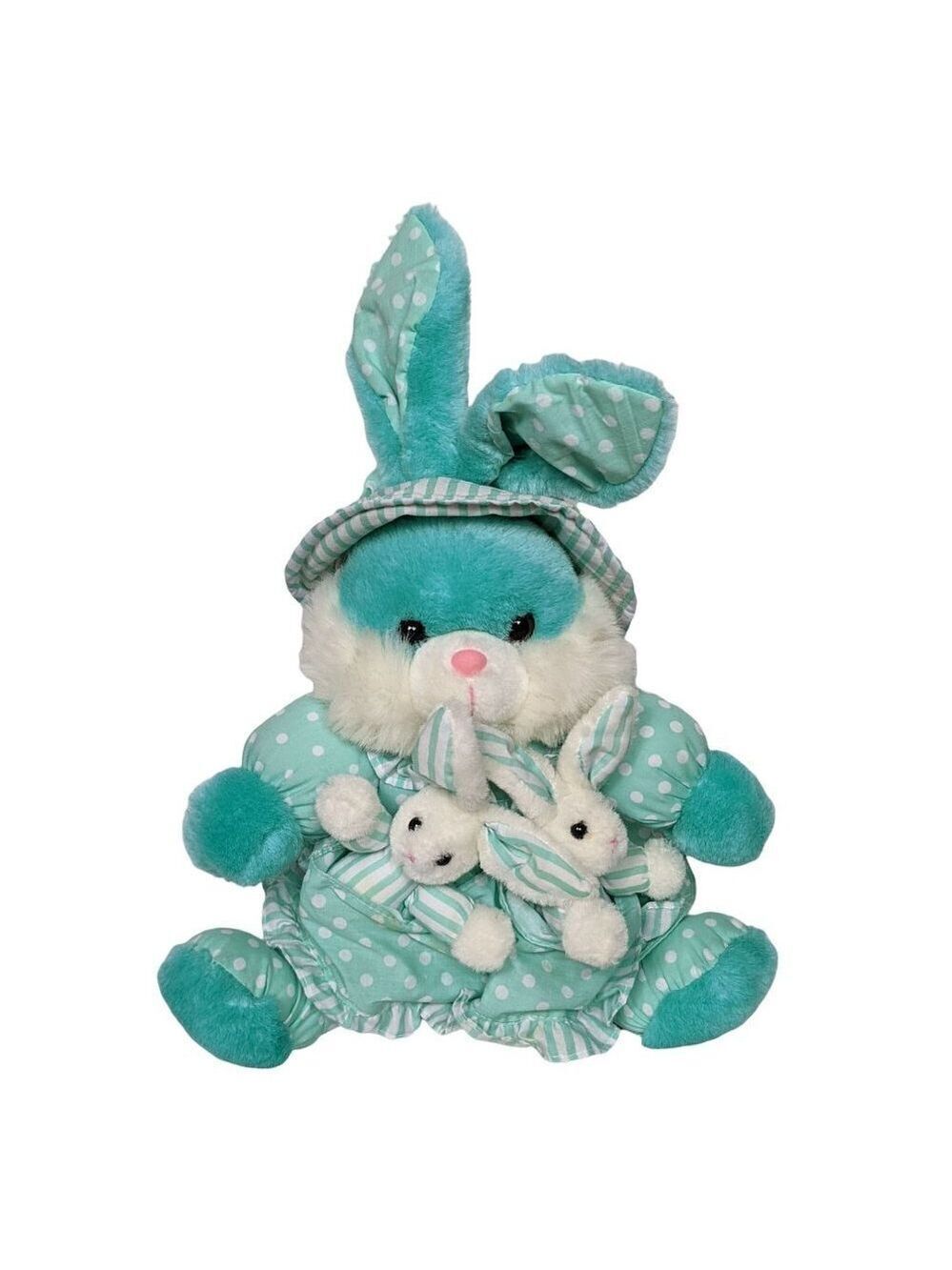 Dan Dee Easter Bunny Rabbit Teal Dress Stuffed Animal 16 Inch
